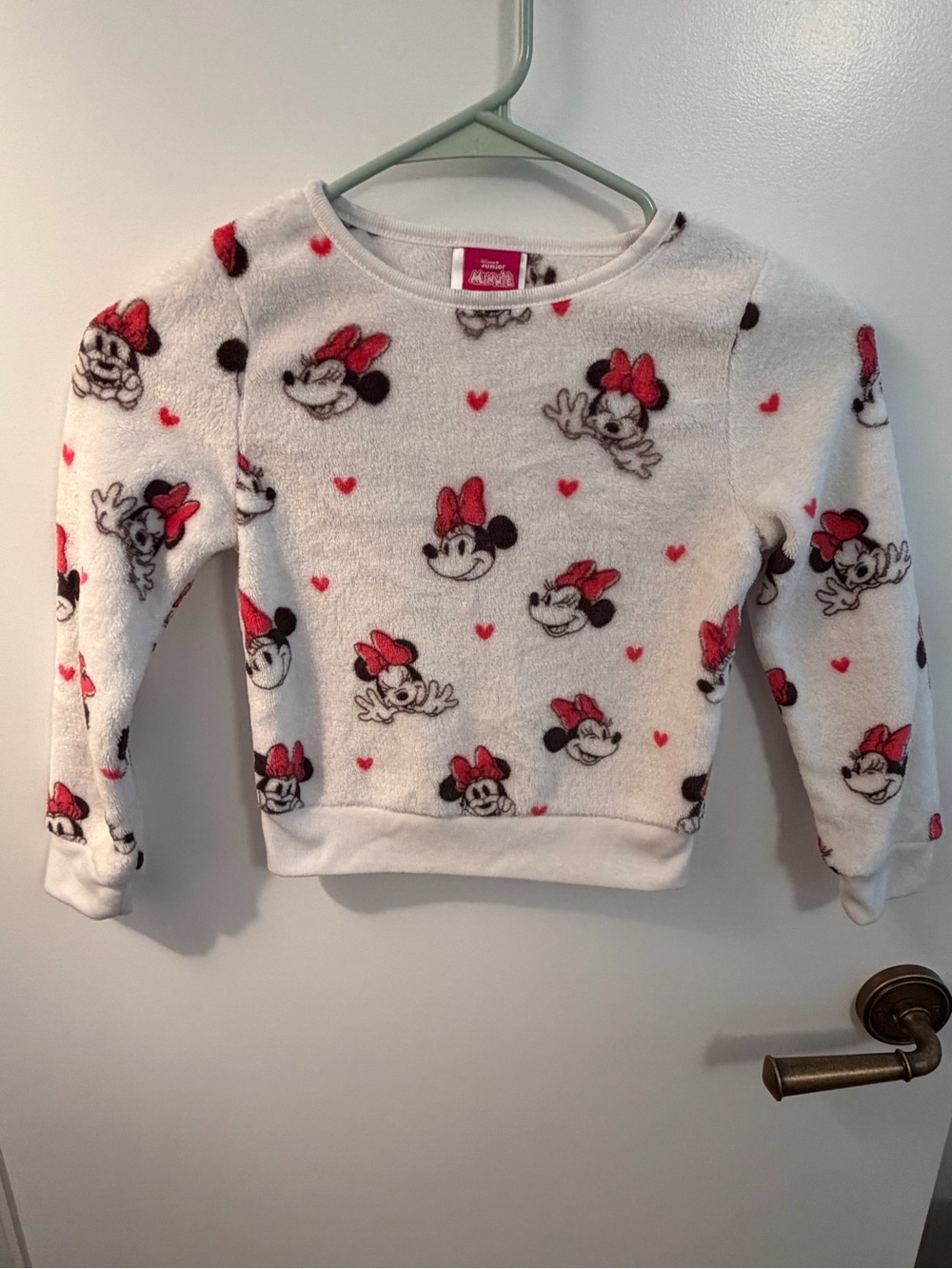 Disney Junior Minnie Mouse Fleece Sweatshirt Girls Size 6 Pink & White